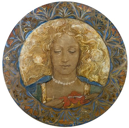 ADOLFO DE CAROLIS, Volto di fanciulla (Flora), Tecnica mista su carta, d....