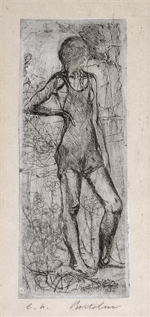 LUIGI BARTOLINI, Ragazza sul Passirio, 1934, Incisione, 31 x 15 cm circa,...