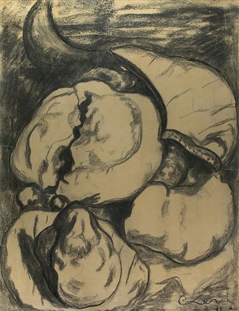 CARLO LEVI, Il Pane, 1971, Carboncino su tela, 98 x 75 cm, Firma e data in...