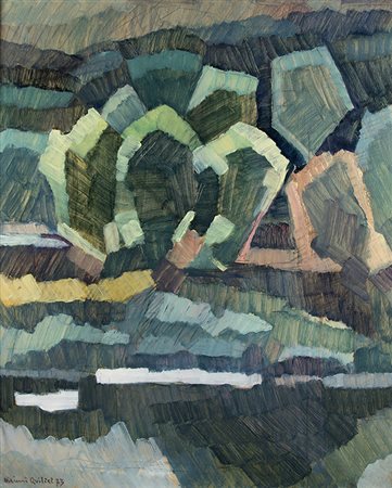 MIMÌ QUILICI BUZZACCHI , Estate sul fiume, 1973, Olio su tavola, 59,5 x 50...