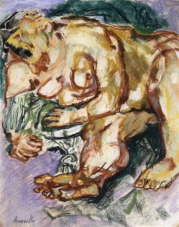 FAUSTO PIRANDELLO, Nudo femminile, 1967-68, Pastelli a cera su carta, 27,5 x...