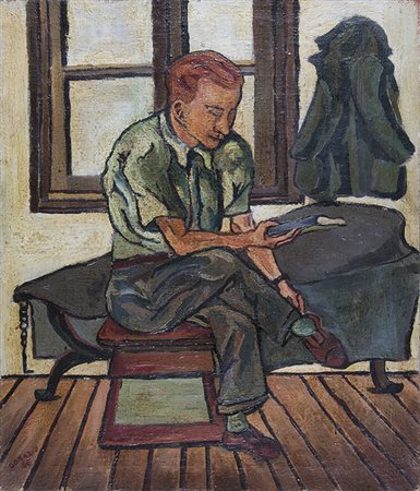 PIERO DORAZIO , Alberto Pironti vestito di verde, 1946, Olio su tela, 60 x...