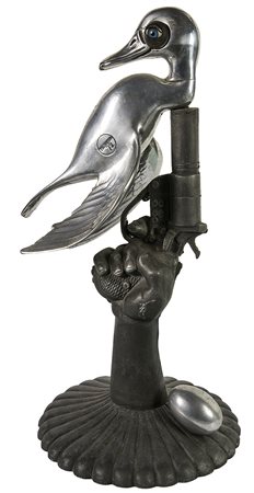 VALERIANO TRUBBIANI, Anatra, 1972, Assemblaggio, 52 x 27 x 27 cm circa, Firma...