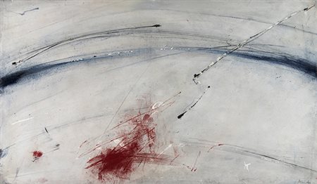 GUIDO STRAZZA, Senza titolo, 1998, Tecnica mista su tela, 54 x 91,5 cm, Firma...