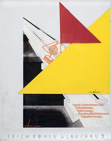 ERICH RÖHLE, Astratto, Tecnica mista e collage, 39,5 x 30 cm circa, Firma al...