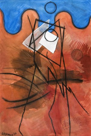WILHELMUS FRIEDRICH SINEMUS, Astratto, 1950, Olio su carta, 54,5 x 37 cm...