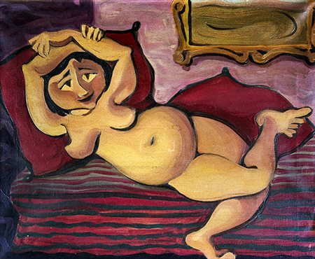 STEFANIA LOTTI, Nudo, 1953, Olio su tela, 40 x 50 cm, Firma, luogo, data e...