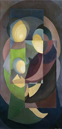 ENZO BENEDETTO, Sacra famiglia, 1961, Olio su tela, 99 x 49,5 cm, Firma e...