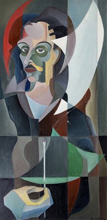 ENZO BENEDETTO, Autoritratto, 1961, Olio su tela, 100 x 50 cm, Firma in basso...