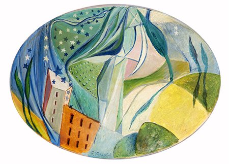 GIOVANNI VARVARO, Paesaggio, Olio su carta applicata su tavoletta, 22 x 30...