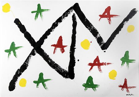 MIMMO ROTELLA, Senza titolo , Olio su tela, 69,5 x 99,5 cm, Firma in basso a...