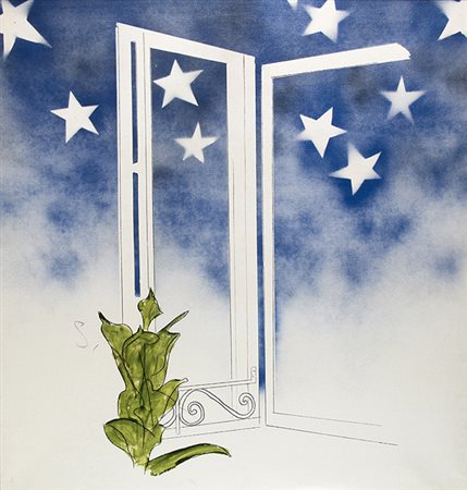 MARIO SCHIFANO, Senza titolo, 1976-79, Smalto e spray su tela, 106 x 101 cm...