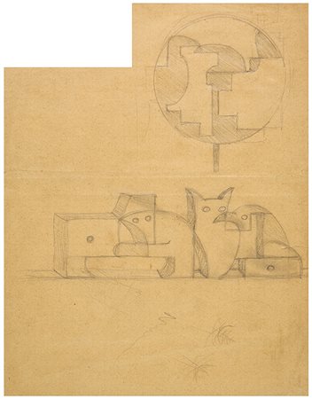 GIACOMO BALLA, Compenetrazione di un mobile per bambini, Matita su carta, 25...