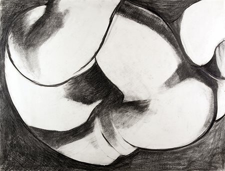 TANO FESTA, Astratto, 1953, Carboncino su carta, 70 x 90 cm, Dedica, firma e...