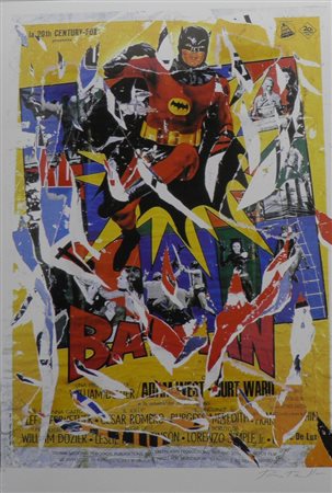 ROTELLA MIMMO CATANZARO 1918 MILANO 2006 BATMAN GRAFICA cm 100 x 70 Firma in...