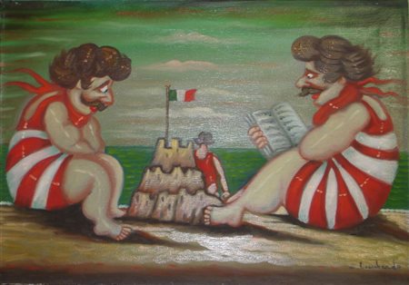 LOMBARDO SALVO Favara 1948 SENZA TITOLO OLIO SU TELA cm 35 x 50 Firma in...