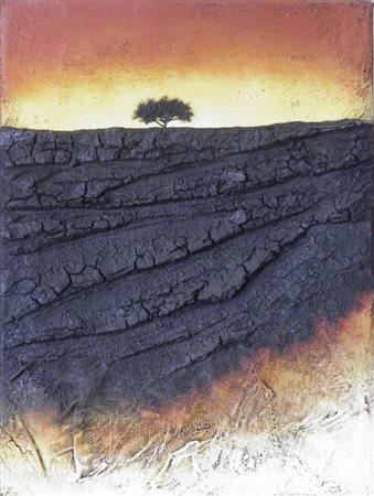 PASCHETTA MARIO Milano 1949 TERRE S. TEMPO BLACK LAND, 2004 OLIO, MALTE E...