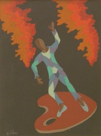 VITTORI G. SENZA TITOLO OLIO SU TELA cm 40 x 30 Firma in basso a sinistra Al...