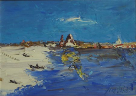 SCATIZZI SERGIO 1918 2009 LAGUNA VENETA, 2000 OLIO SU TAVOLA cm 25 x 35 Firma...