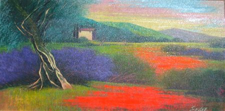 SOAVE MARIO FORTE DEI MARMI 1955 PAESAGGIO OLIO SU TELA cm 30 x 60 Firma in...