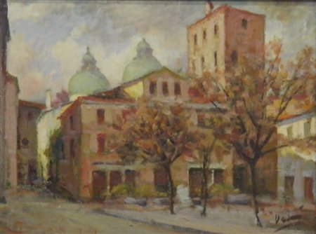BUTTOLO GOVANNI PIAZZA POLA TREVISO, 1950 OLIO SU CARTONE cm 30 x 40 Firma in...