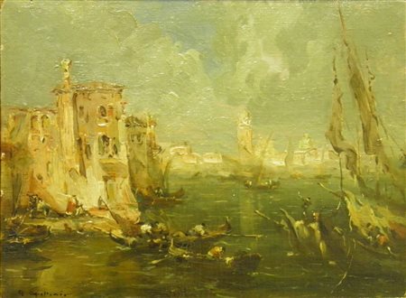 APOLLONIO GIOVANNI TREVISO 1879 TREVISO 1930 SCENA VENEZIANA, 1920 OLIO SU...