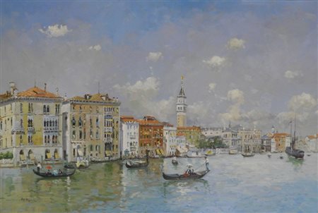 PRATELLA ATTILIO LUGO DI ROMAGNA 1856 NAPOLI 1949 VENEZIA OLIO SU TELA cm 62...