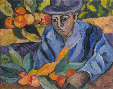 SAVERIO TERRUSO (1939-2003) Al mercato Olio su tela cm 40x50 Firma al fronte...