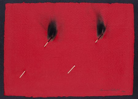 BERNARD AUBERTIN (1934-2015) Papier Rouge Brul&eacute;, 2009 Fiammiferi...