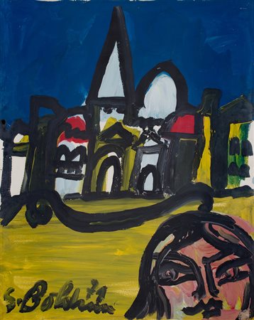 GUSTAVO BOLDRINI (1927-1988) Paesaggio e Figura, 1971 Olio su tela cm 100x80...