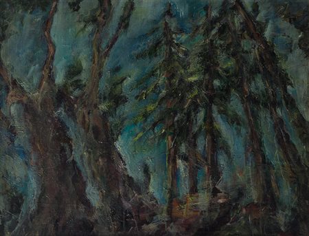 PIERO GAULI (1916-2012) Bosco Intelvese, 1961 Olio su tela cm 70x90 Firma al...