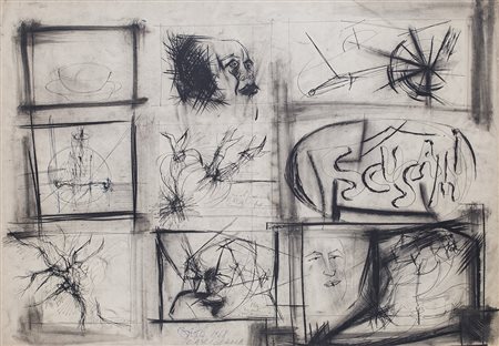 PIETRO BISIO (1930) Senza Titolo, 1968 Carboncino su carta cm 70x100 Firma,...