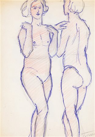 TIMO BORTOLOTTI (1884-1954) Senza Titolo Inchiostri e pastelli su carta cm...