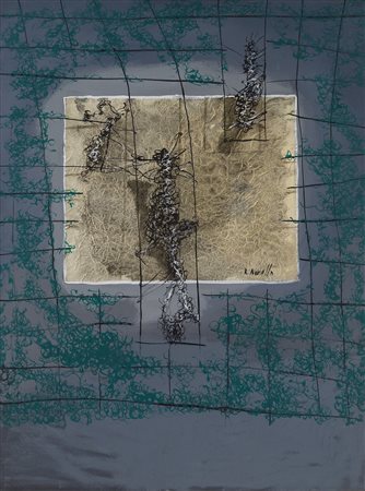 ROCCO BORELLA (1920-1994) Senza Titolo, 1976 Olio e applicazioni su tela cm...