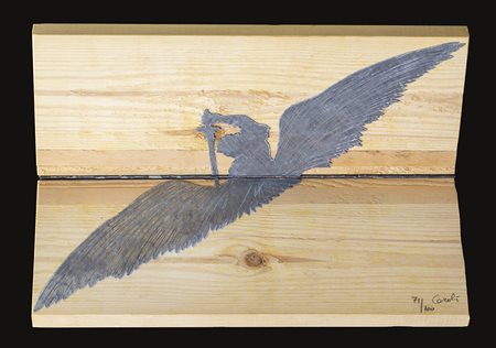 MARIO CEROLI (1938) L'angelo vendicatore, 1997 Multiplo in legno e profilo di...