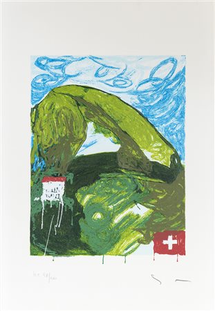 MARIO SCHIFANO (1934-1998) Casa Svizzera, 1997 Serigrafia materica a smalto...