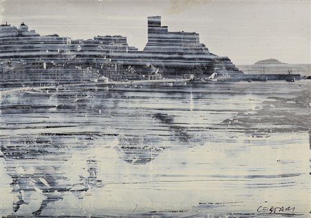 DANIELE CESTARI (1983) Senza Titolo Tecnica mista su cartolina cm 10x14,5...