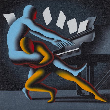 MARK KOSTABI (1960) Off Key, 2008 Olio su tela cm 30x30 Firma e datazione al...
