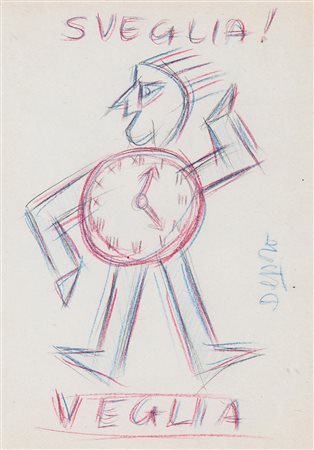 FORTUNATO DEPERO (1892-1960) Sveglia! Veglia, 1928 Matite colorate su carta...
