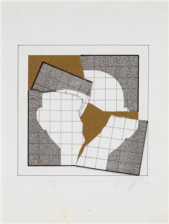 ANGELO CAGNONE (1941) Senza Titolo Tecnica mista e collage su cartoncino cm...