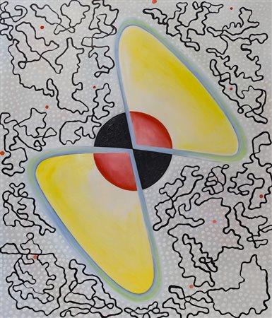 LINO FIORITO (1961) Senza Titolo, 1989 Acrilici su tela cm 175x150x3,5 Firma...