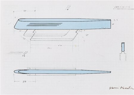 GIANNI PIACENTINO (1945) Progetto Tecnica mista su carta cm 21x30 Firma al...