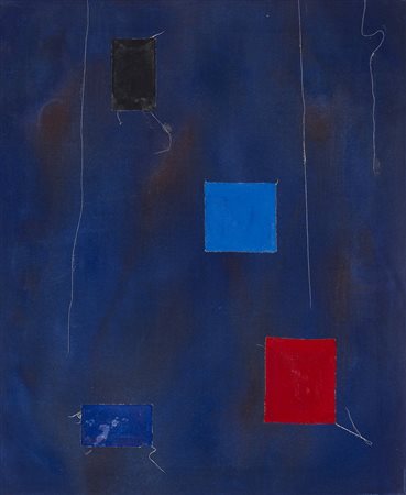 ACHILLE PACE (1923) Quadrato rosso Tecnica mista, applicazioni e fili su tela...