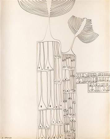 ACHILLE PERILLI (1927) Senza Titolo, 1953 China su carta cm 29,5x23,5 Firma e...