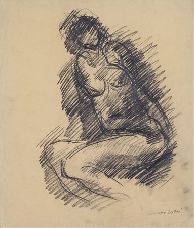 ENNIO MORLOTTI (1910-1992) Senza Titolo Carboncino su carta cm 41,5x35 Firma...