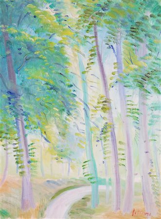 UMBERTO LILLONI (1898-1980) Bosco a Lugano, 1964 Olio su tela cm 40x30 Firma...