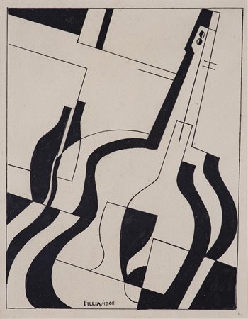 FILLIA (1904-1936) Chitarra Futurista 1928, 1928 Tecnica mista su carta cm...