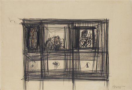 EMILIO SCANAVINO (1922-1986) Senza Titolo, 1957 Tecnica mista su cartoncino...