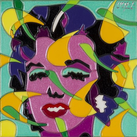 UGO NESPOLO (1941) Happy Day Acrilici su legno cm 24x24 Firma al fronte...