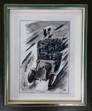 Mario Vellani Marchi "Giovani balilla" - China acquerellata su carta - cm...